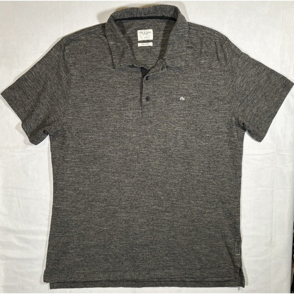 Rag & Bone Polo Shirt Men’s Large Short Sleeve Heathered Gray